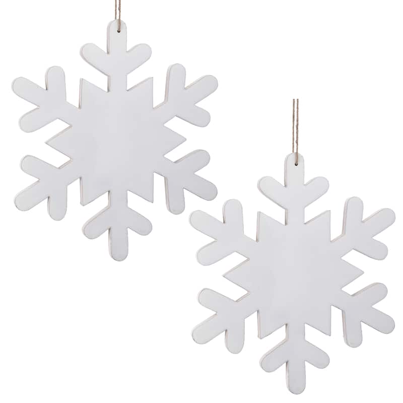 12" MDF Enamel Snowflake Ornament Set of 2