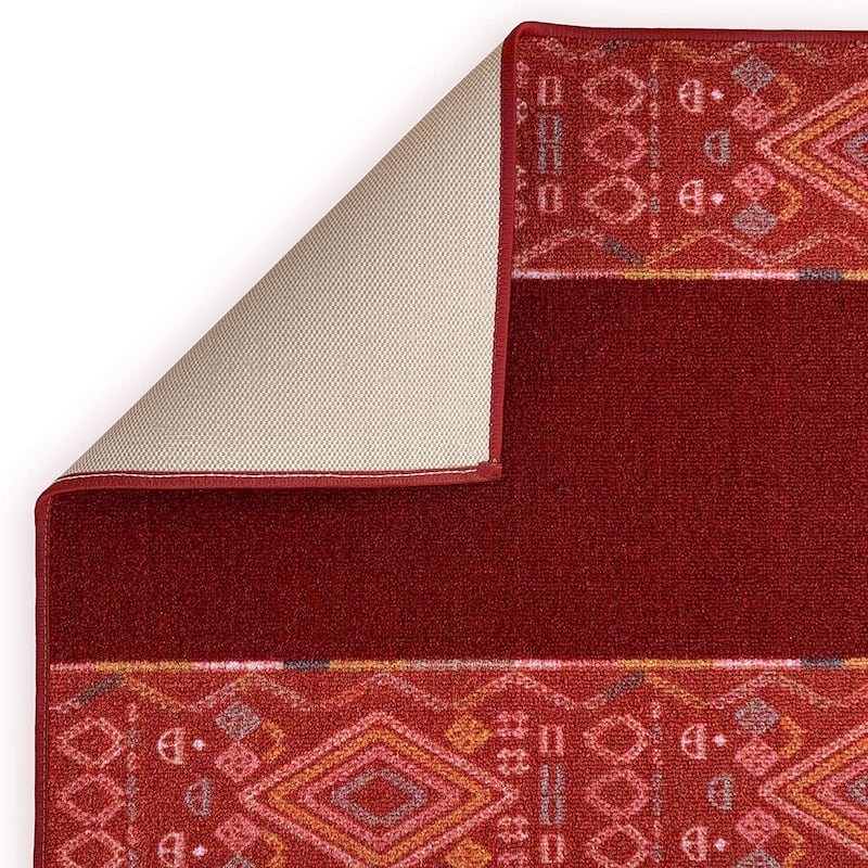 Custom Size Southwestern Border 26 Inch Wide Non-Slip Stair Runner Rug