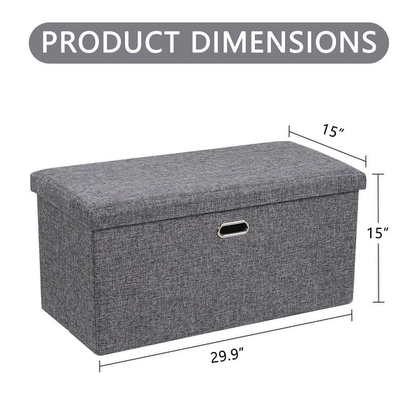 dimension image slide 0 of 6, 15" Tall Foldable Storage Ottoman Lift-Top Lid & Carry Handle Multi Functional Footrest Shoe Bench Coffee Table for Living Room