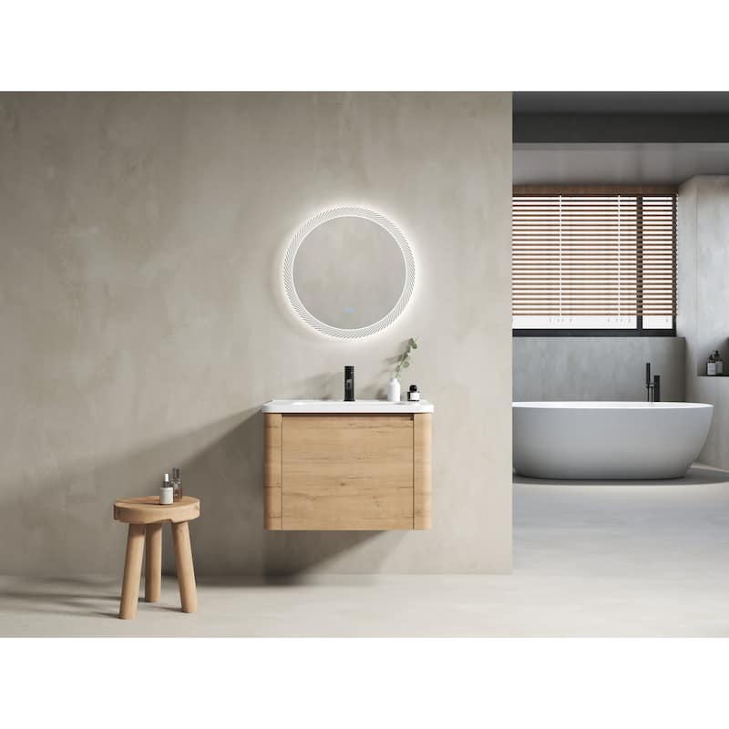 Wall-Mounted Bathroom Vanity with Ceramic Sink