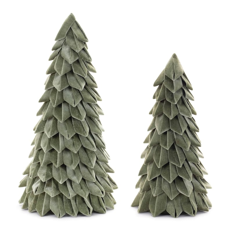 Cone Shaped Pine Christmas Tree Decoration - 19.5" - Set of 2