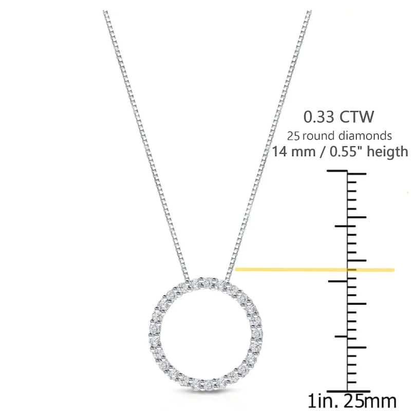 Auriya 0.15 to 1 1/2ctw Diamond Circle Necklace 14k White Gold (H-I, SI1-SI2)