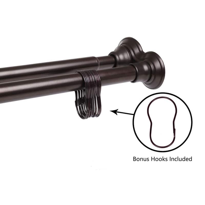Utopia Alley Adjustable 72-Inch Double Shower Curtain Tension Rods - Rust-Proof Aluminum with Rubber End Cap