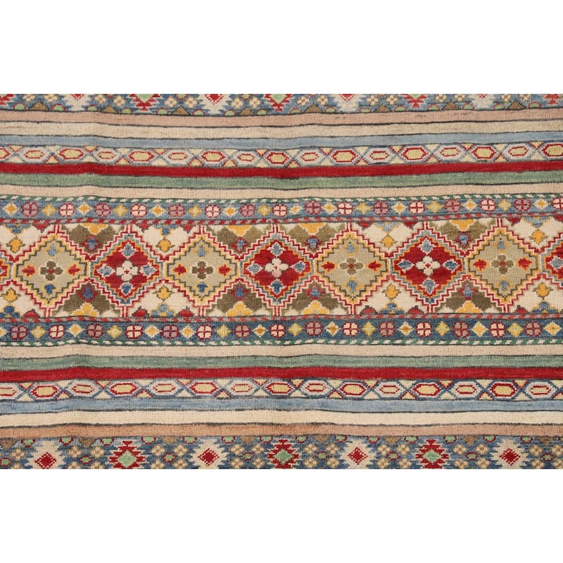 Kazak Oriental Area Rug Handmade Multi-Color Wool Carpet - 5'3" x 6'6"