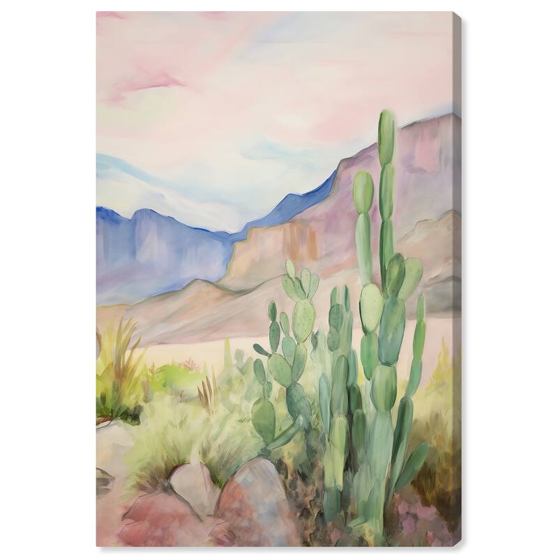 Wynwood Studio Canvas Nature and Landscape Landscape with Cactus Green and Rustic Wall Art Canvas Print - 36 x 24