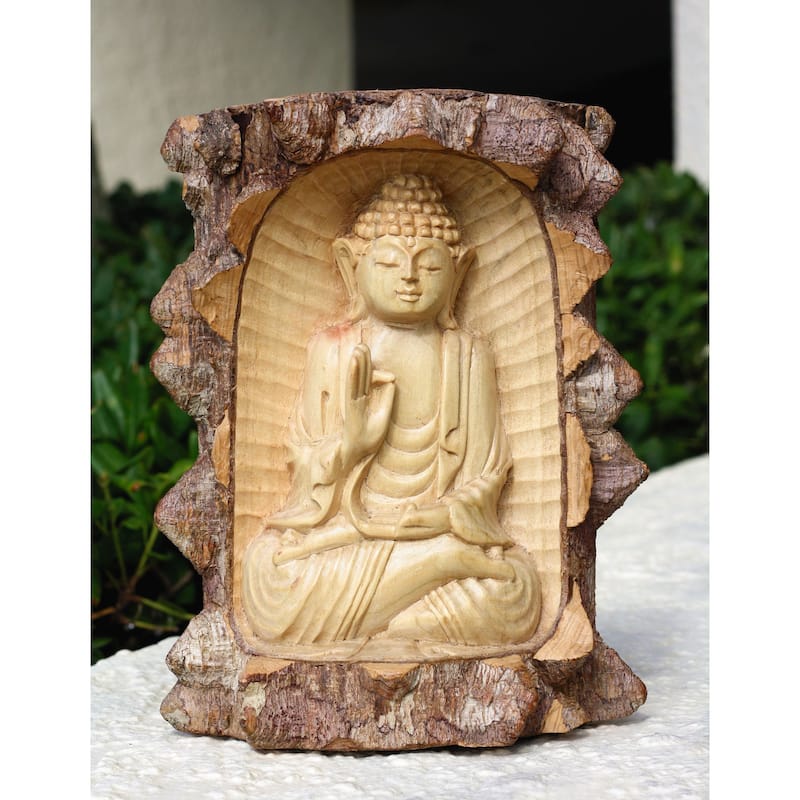 Wooden Serene Buddha Meditating Crocodile Wood Statue Hand Carved Sculpture Handmade Figurine Home Decor Accent Handcrafted Art