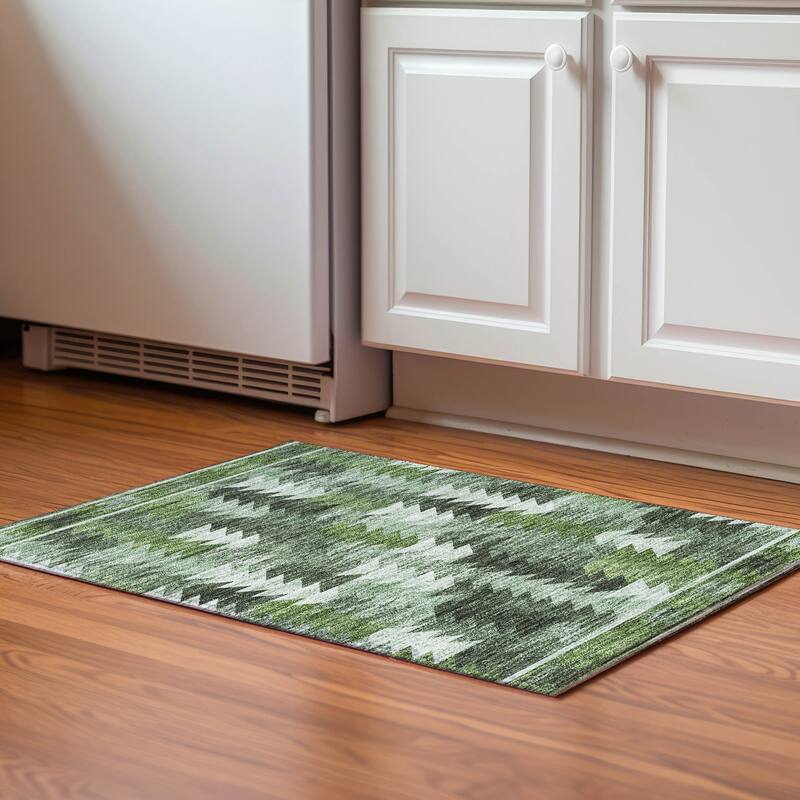 Premium Washable Super Soft Boho Global Mayfield Rug - Olive - 1' 8" x 2' 6" - Rectangle
