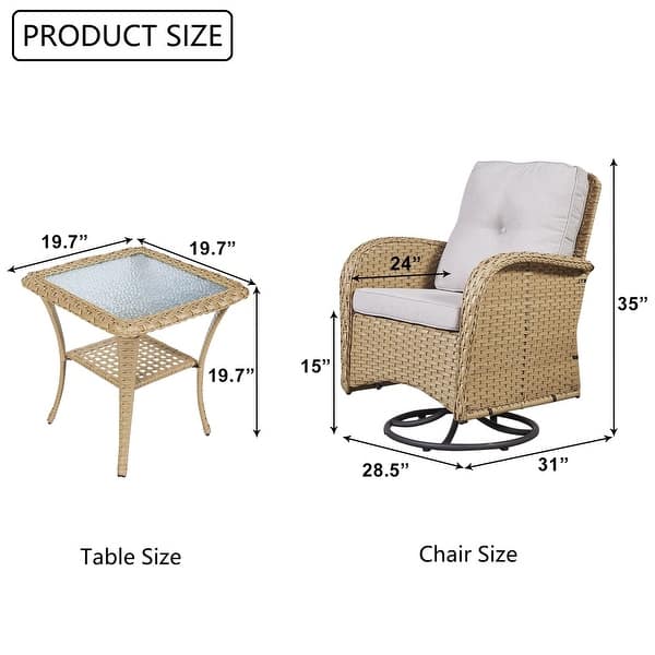 Swivel Patio Chair & Table 3 Piece Outdoor Furniture Set Bed Bath