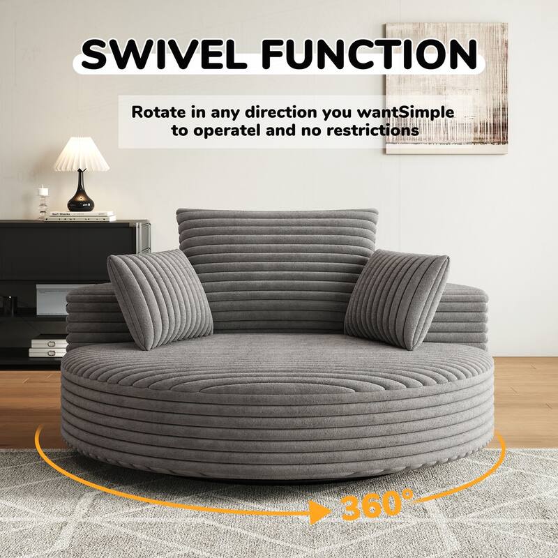 Comfortable Corduroy Foam Swivel Chair for Various Rooms, Enhancing Relaxation