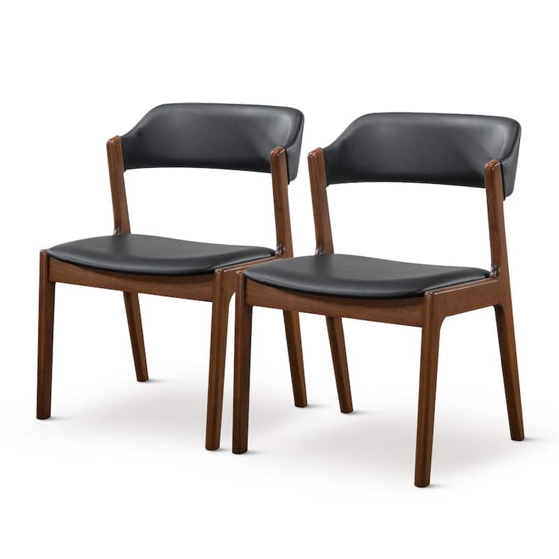 GDFStudio - Enzo Modern Mid-Century Dining Chair with Faux Leather Upholstery & Solid Wood Base, Set of 2 - 24.50"W