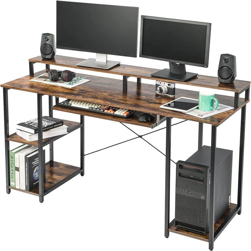 Computer Desk with Storage Shelves
