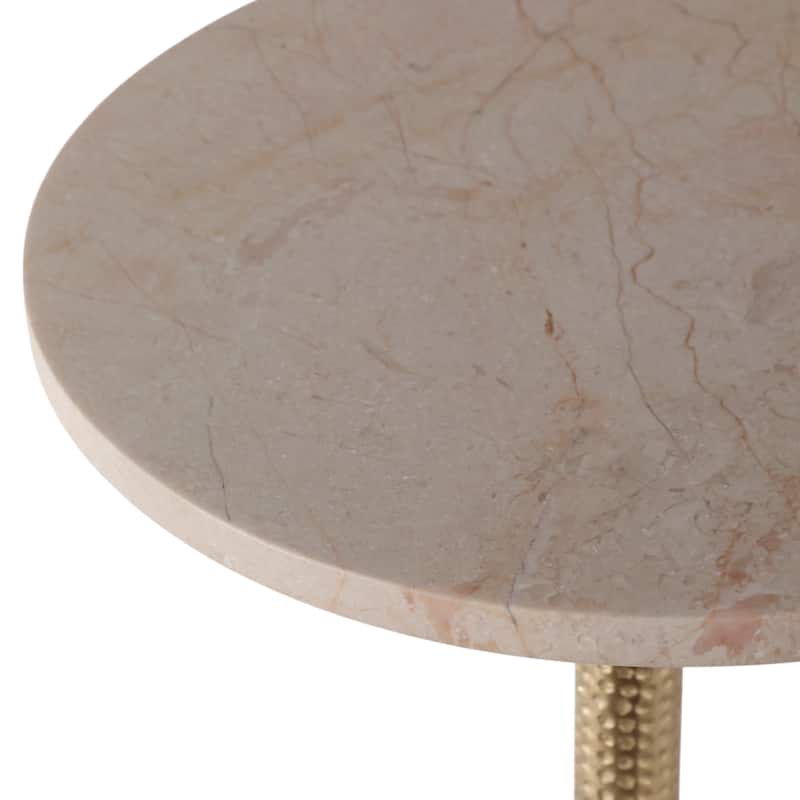 Metal and Stone Accent Table with Aluminum Base - Modern Stylish Side Table for Home Decor