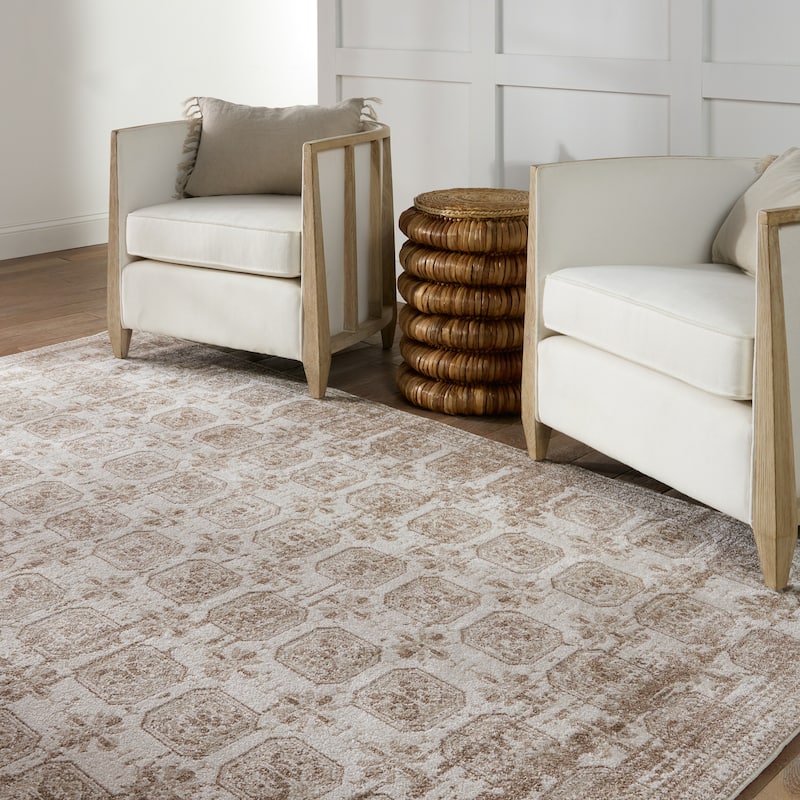 Milea Machine Washable Trellis Area Rug