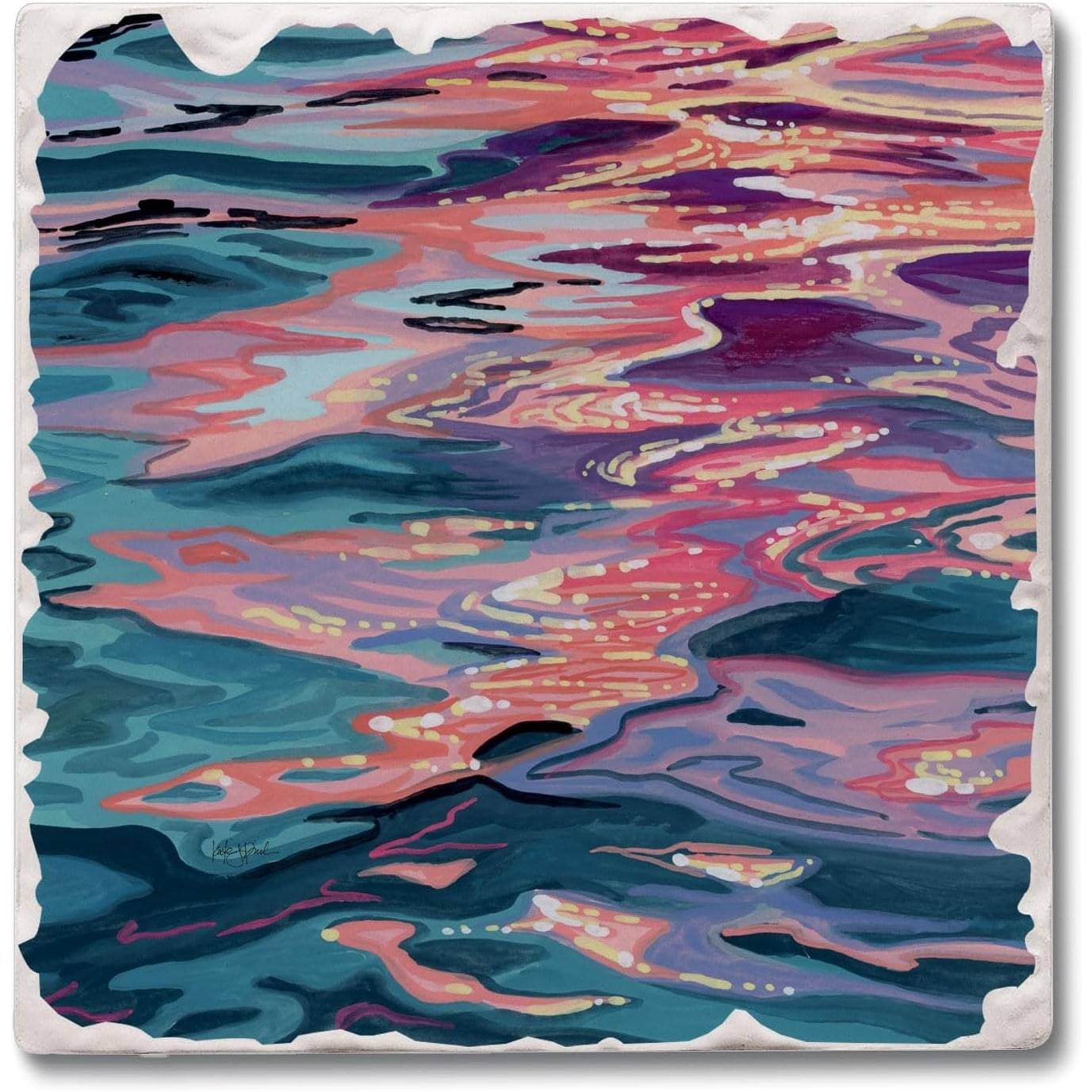 Thirstystone Sunset Reflections 4 Pack Tumbled Tile Coaster Manufactured in The USA Create Your Own Collection