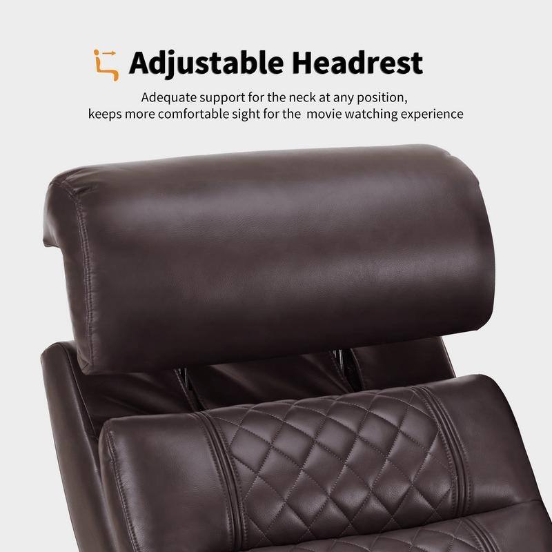 MCombo Power Reclining Loveseat Sofa with Adjustable Headrests, Home Theater Seating with Armrest Storage, Faux Leather HTS470