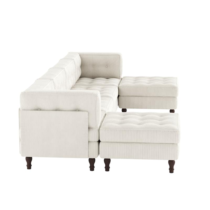 Oversized Modular Sectional Corduroy Fabric Tufted Sofa