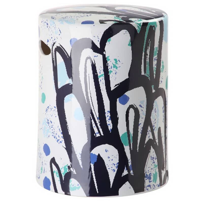 SAFAVIEH Ontje Modern Abstract Ceramic Decorative Garden Stool - Multi