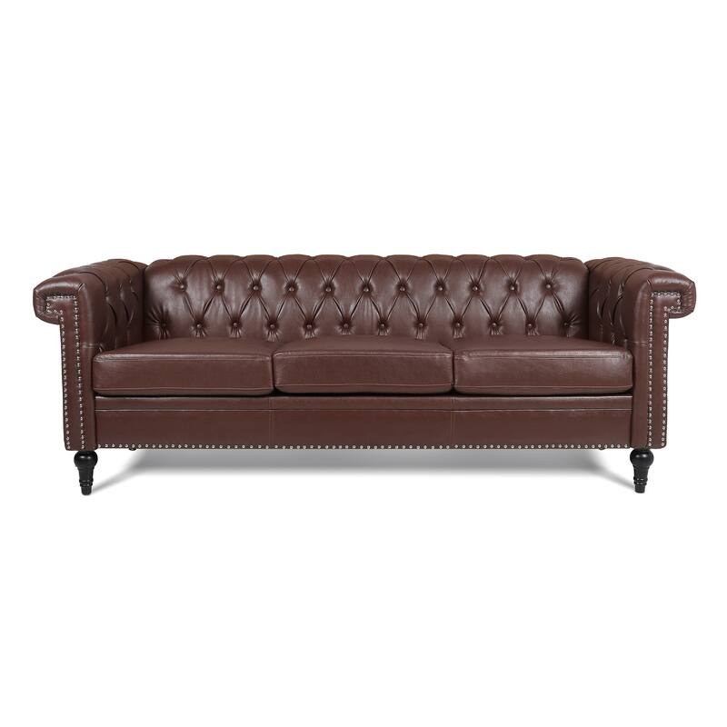 Traditional 3-Seat Sofa with Square Arms and Removable Cushion