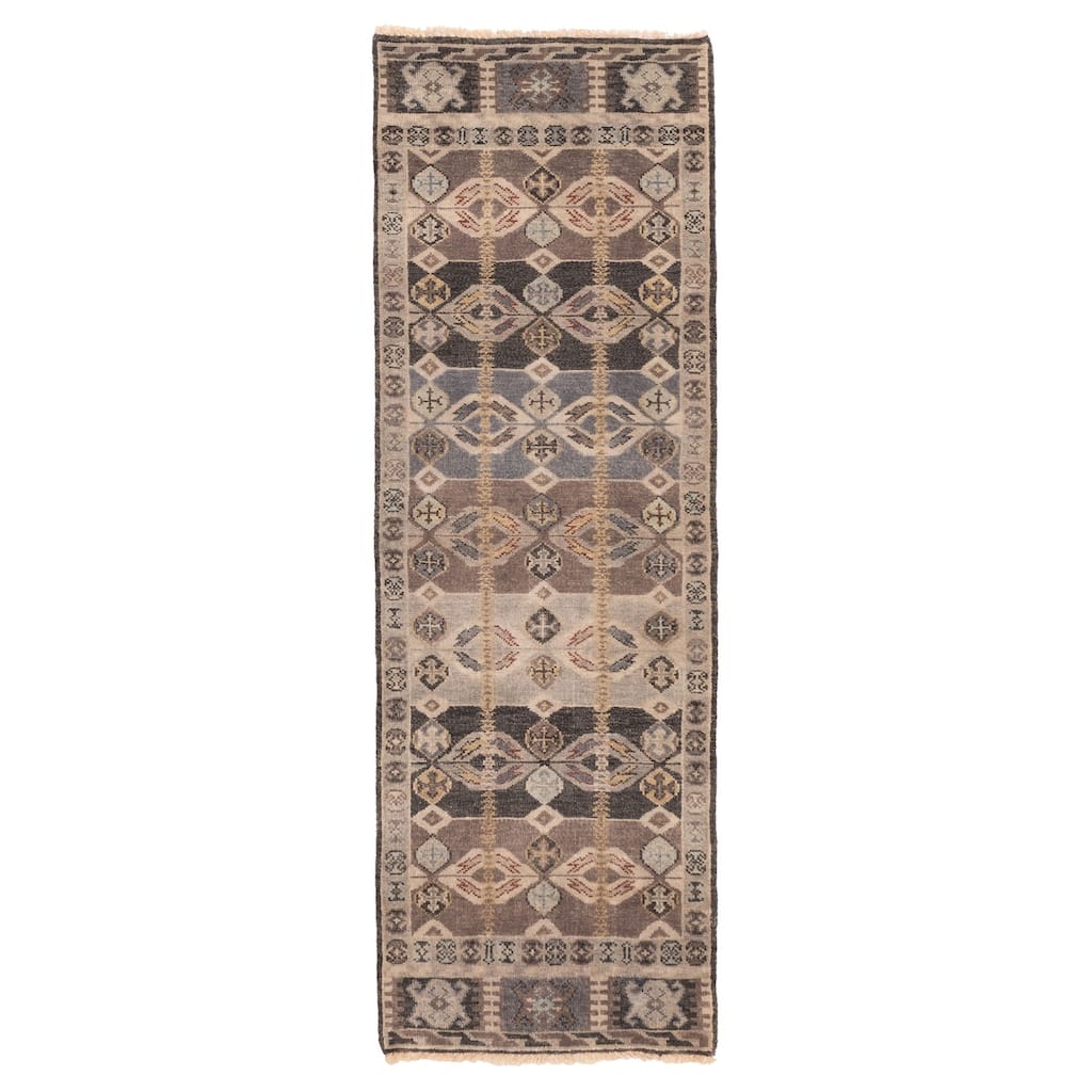 ECARPETGALLERY Hand-knotted Finest Agra Jaipur Grey Wool Rug - 2'5 x 7'10