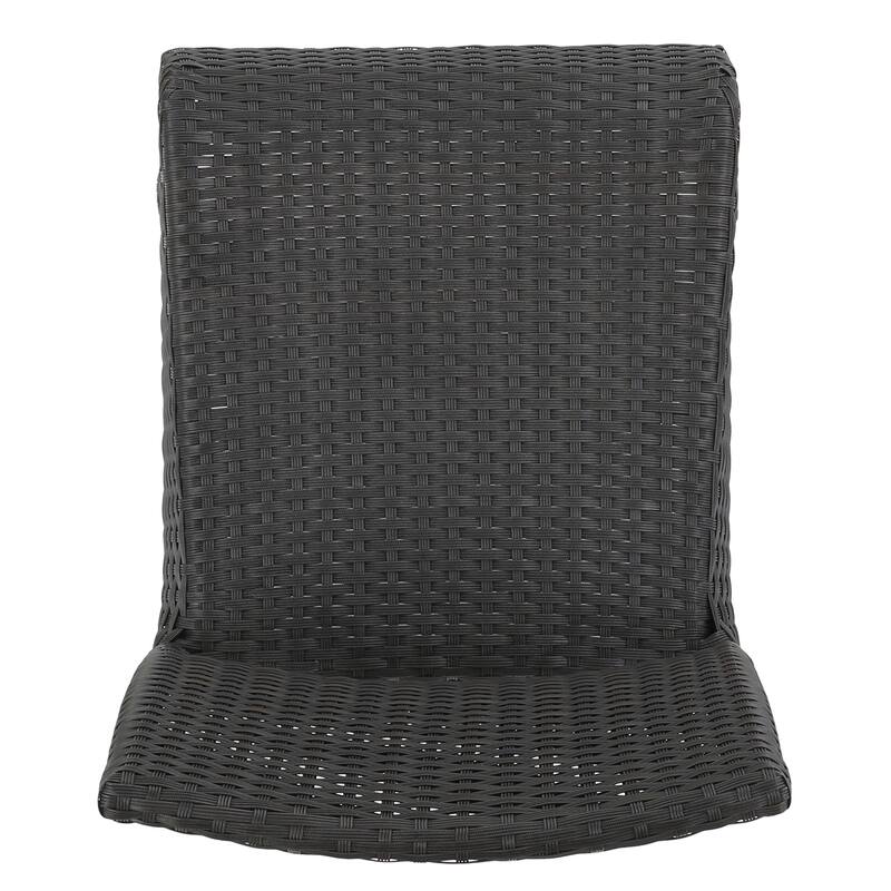 Roomfitters Outdoor PE Rattan Bar Stool Set of 2, 29'' Armless Counter Chairs with Backrest and Footrest