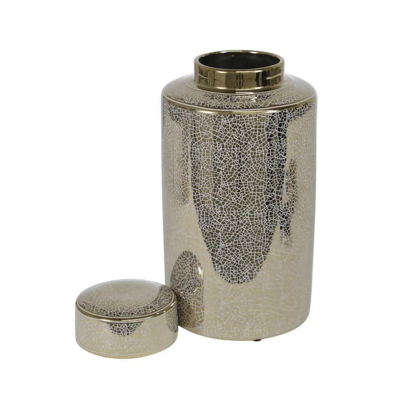 Sagebrook Home Modern Glam Jar with Lid Metallic Vase