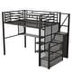 preview thumbnail 15 of 14, Black Full Size Metal Loft Bed with Wardrobe, Desk and Storage Shelves for Bedroom