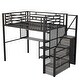 preview thumbnail 31 of 30, Full Size Metal Loft Bed with Wardrobe, Desk, and Storage Shelves