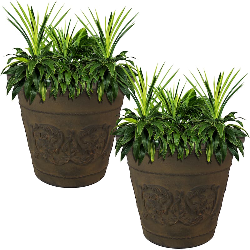 Arabella Outdoor Flower Pot Planter - Beige - 20-Inch - 2-Pack