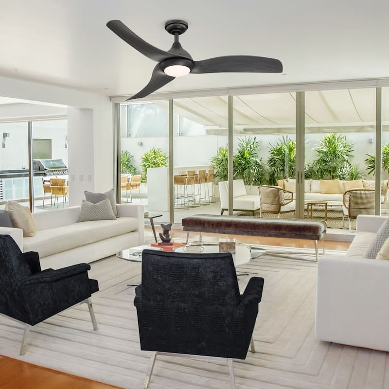 52" Modern Grey 3-Blade Propeller Ceiling Fan with Light and Remote
