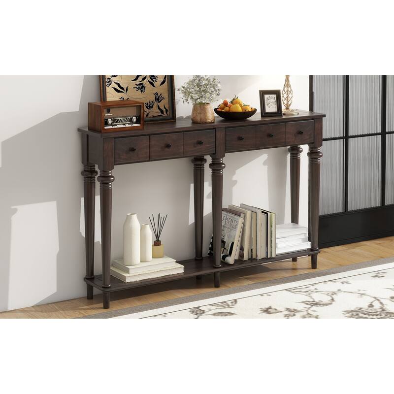 Retro Console Table with Open Shelf