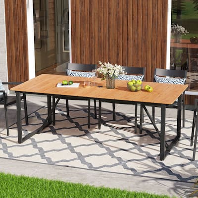Outdoor Patio Aluminum Dining Table Rectangle with Umbrella Hole