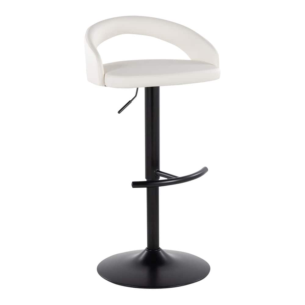 Grotto Upholstered Adjustable Barstool with Black Base