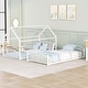 preview thumbnail 3 of 3, White Twin Over Twin Metal Bunk House Bed with Slide and Ladder, Convertible Separate Beds