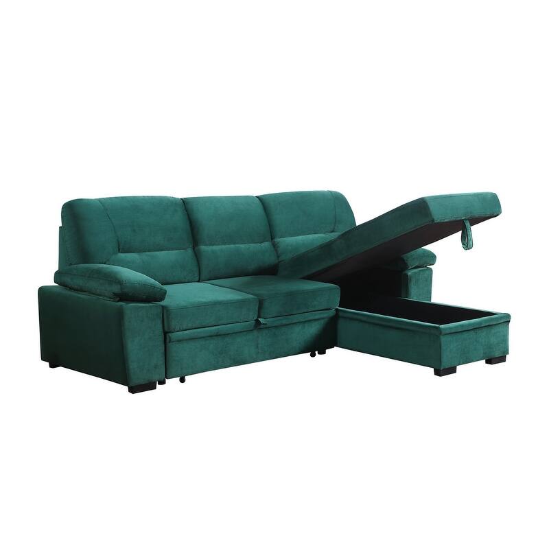 Kipling Velvet Reversible Sleeper Sectional Sofa Chaise