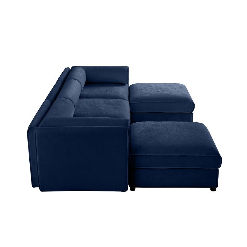 109" Chenille U-Shaped 3-Seater Sofa with Ottoman & Storage