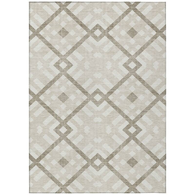 Machine Washable Indoor/ Outdoor Chantille Modern Trellis Rug