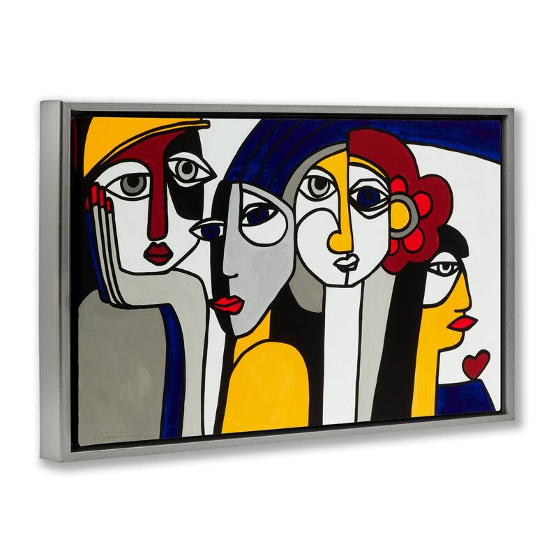 Stupell Primary Hues Faces Portrait Framed Floater Canvas Wall Art Design By Ruth Fromstein