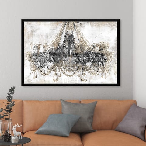 Oliver Gal 'Luxury Night Diamonds' Fashion and Glam Wall Art Framed Print Chandeliers - Gold, Black
