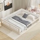 preview thumbnail 1 of 24, Full Size Upholstered Platform Bed with Guardrail, Fluffy Pillows, and Sturdy Pine Wood Bed Frame Safety Guardrails, Beige