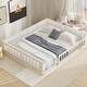 preview thumbnail 11 of 17, Solid Pine Wood Full Size Upholstered Platform Bed with Guardrail and Pillow, Not Need Box Spring, for Kids Girls Boys Beige