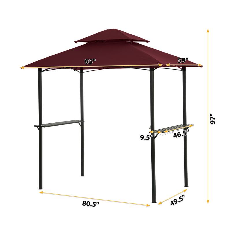 Outdoor Grill Gazebo 8 x 5 Ft Double Tier Soft Top Canopy and Steel Frame