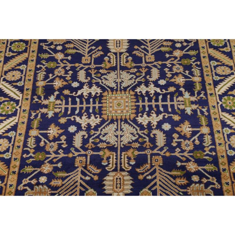 All-Over Blue Oushak Oriental Area Rug Handmade Wool Carpet - 7'11"x 9'9"