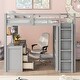 preview thumbnail 2 of 7, Full Size Wood Loft Bed with Integrated Drawers, Desk, and Wardrobe for Complete Storage Solution