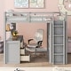preview thumbnail 10 of 52, Twin/Full Size High Loft Bed with Built-in Desk and Wardrobe, Wooden Loftbed Bedframe with 3 Drawers, for Kids, Teens, Adults Gray - Full