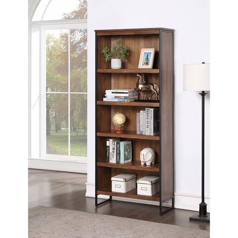 Industrial Open Wood Bookcase, Bookcase Shelves, Brown - 30"W x 72"H x 13"D