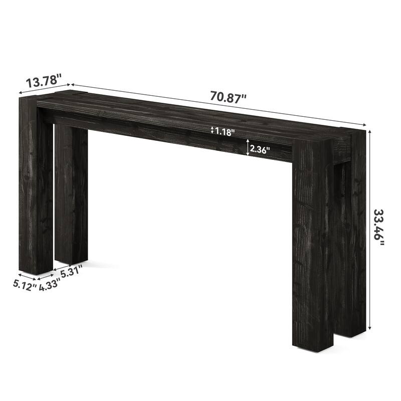 Solid Wood Console Table for Entryway, 70.9 Inch Extra Long Sofa Table