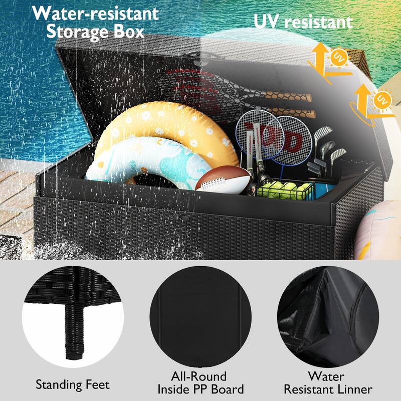 230 Gallon All-Weather Rattan Outdoor Storage Box with Wheels