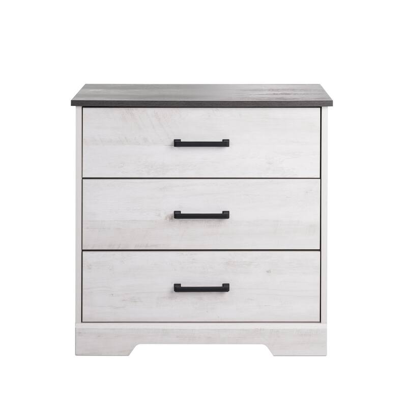 Prepac Rustic Ridge Farmhouse Nightstand Bedside Table, Nightstand for Bedroom, End Table with 3 Drawers