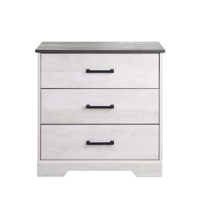Prepac Rustic Ridge Farmhouse Nightstand Bedside Table, Nightstand for Bedroom, End Table with 3 Drawers