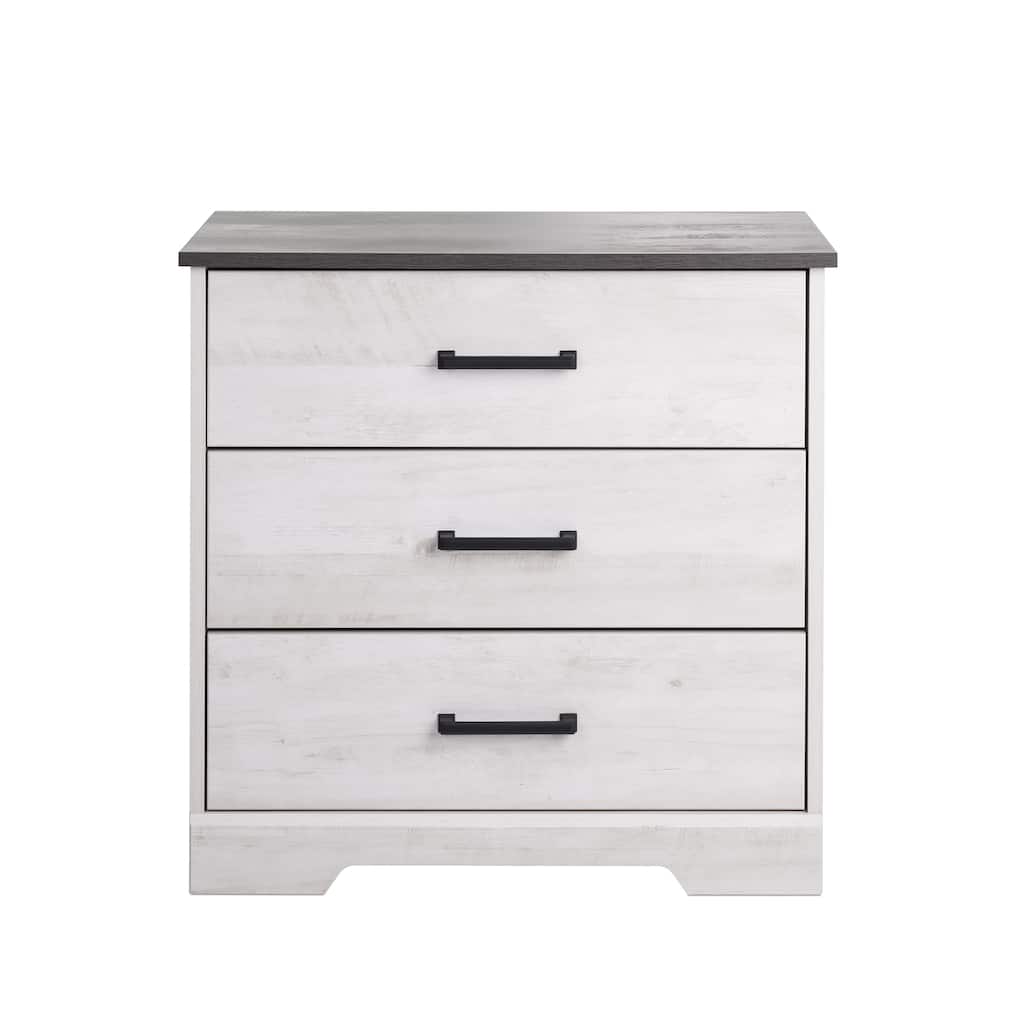 Prepac Rustic Ridge Farmhouse Nightstand Bedside Table, Nightstand for Bedroom, End Table with 3 Drawers